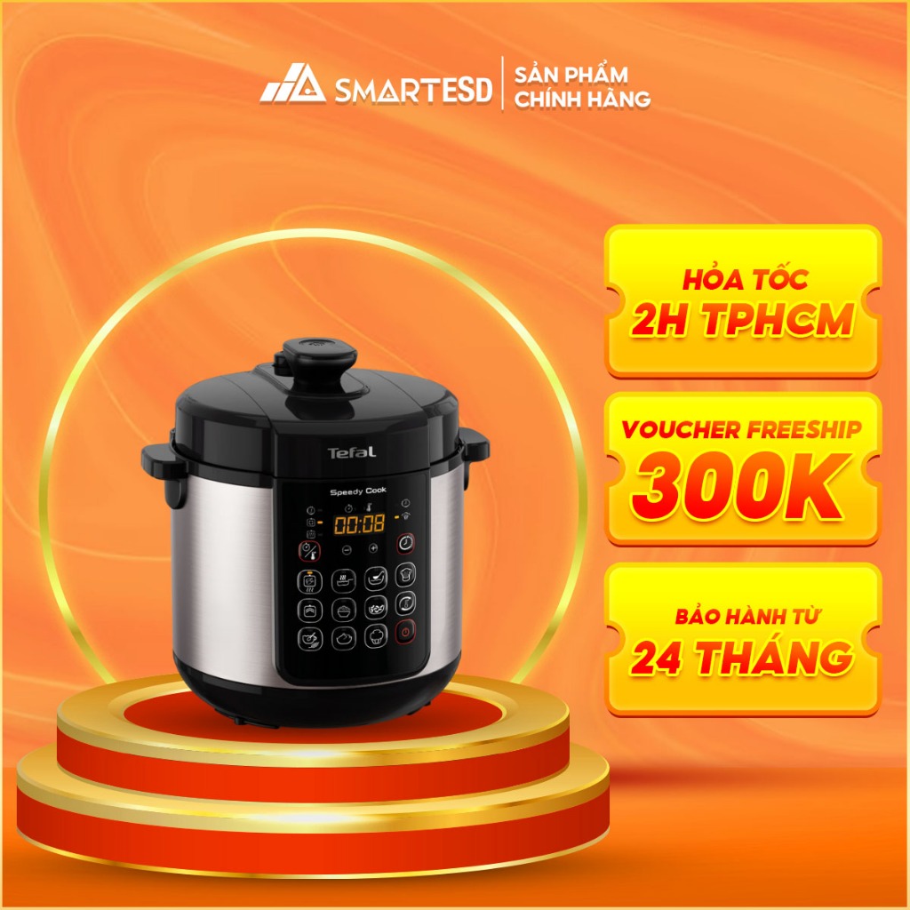 Nồi áp suất điện đa năng Tefal Speedy Cook CY222D68 5L, 900W, 10 thực đơn sẵn  - Bảo hành 24 tháng