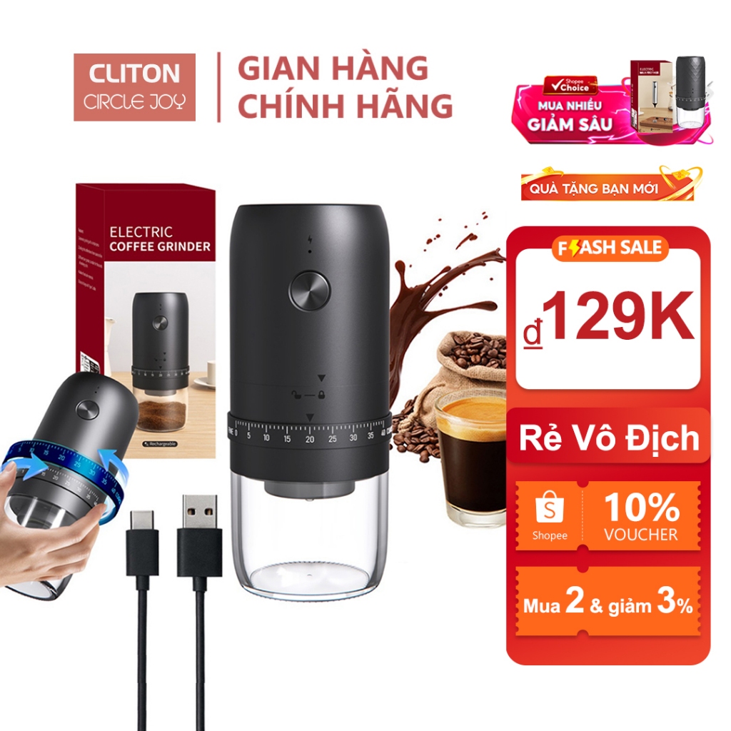 Máy xay cầm tay Cliton Máy xay cà phê Máy xay cà phê có thể sạc lại