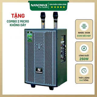 Loa Kéo Karaoke Mini Thùng Gỗ Nanomax A12 3 Tấc | Đọc USB | Loa Kéo Bluetooth Tặng 2Mic Không Dây