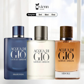   SỈ LẤY ĐÁNH GIÁ  Nước Hoa Nam Aqua Di Gio Xanh Giò Trắng Giò Nâu Chính Hãng Hương mùa hè bản 10ml - VIENN PERFUME 