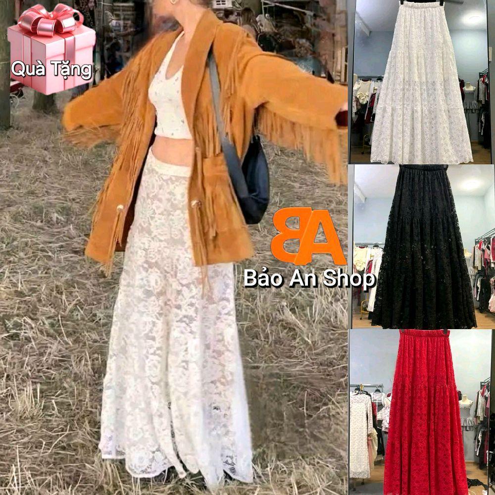 [ CV-103 ] Chân váy ren 2 lớp form dài 1m có lót dễ thương sang trọng lưng thun eo 58-75cm Free Size dưới 54kg hot top | BigBuy360 - bigbuy360.vn