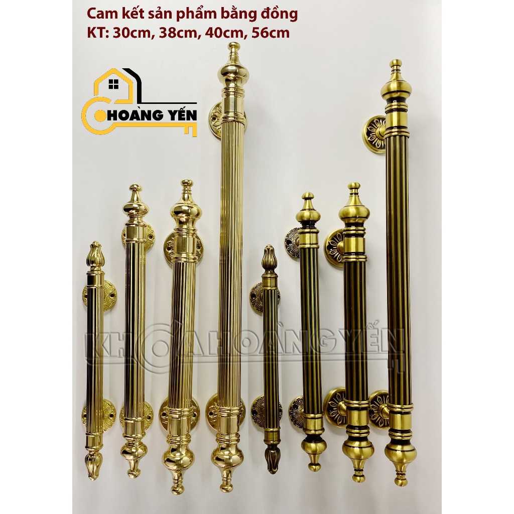 Tay nắm cửa bằng đồng thau tân cổ điển 30cm - 40cm - 56cm, Tay nắm cửa ngỗ, tủ bằng đồng