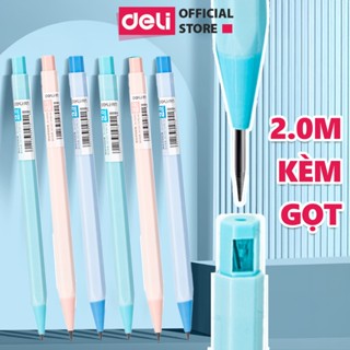 Bút chì kim bấm ngòi 2mm Deli - Bút chì bấm học sinh cao cấp kèm đầu gọt cải tiến chì đậm rõ nét cho học sinh, văn phòng
