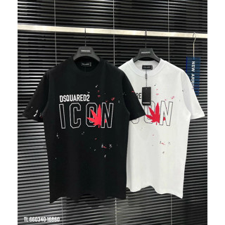 Áo Thun DSQ ICON Phối In Hinh Lá Màu Đỏ. Áo Phông Nam Nữ Dsquared2 Form Dáng Unisex Dành Cho Các Boy Phố 2024.