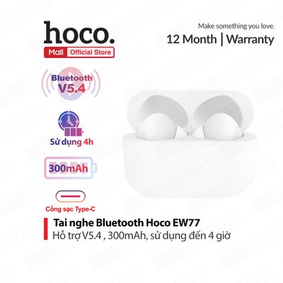 Tai nghe Bluetooth V5.4 Hoco EW77 pin 300mAh sử dụng đến 4h ,âm thanh sống động, thiết kế sang trọng nhỏ gọn