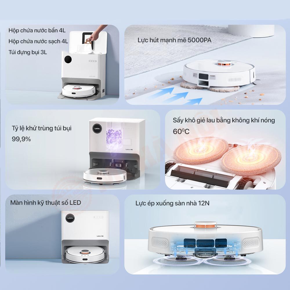 Robot hút bụi lau nhà Xiaomi Lydsto W2 – Bản Quốc tế app tiếng việt