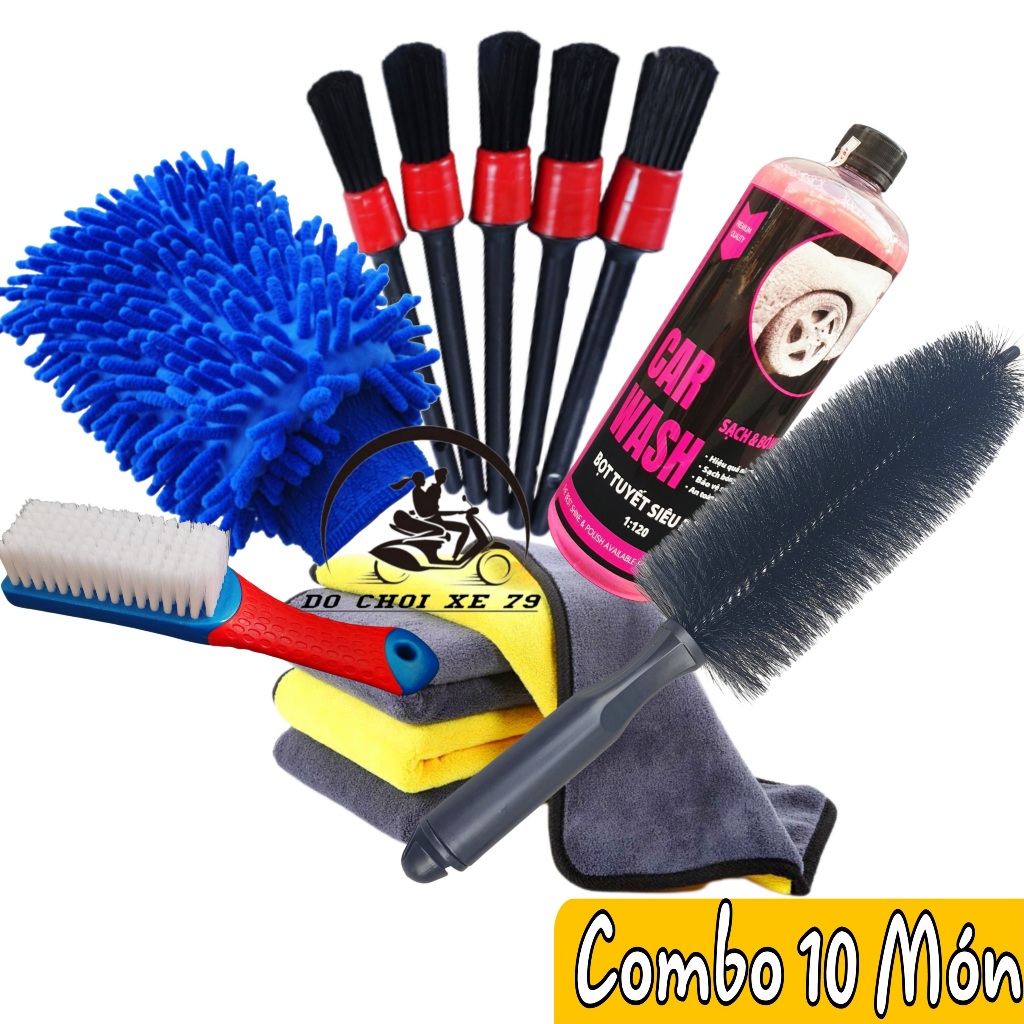 Bộ Dụng Cụ Rửa Xe Chăm Sóc Ô Tô, Vệ Sinh Xe Máy Chuyên Dụng Tại Nhà