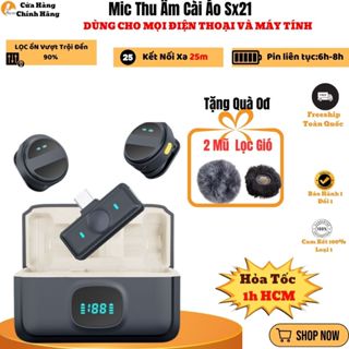  Mic Thu Âm SX21 Cài Áo Livestream Không Dây Lọc Tiếng Ồn PC Máy Tính Điện Thoại Laptop Chống Ồn Hello Store 
