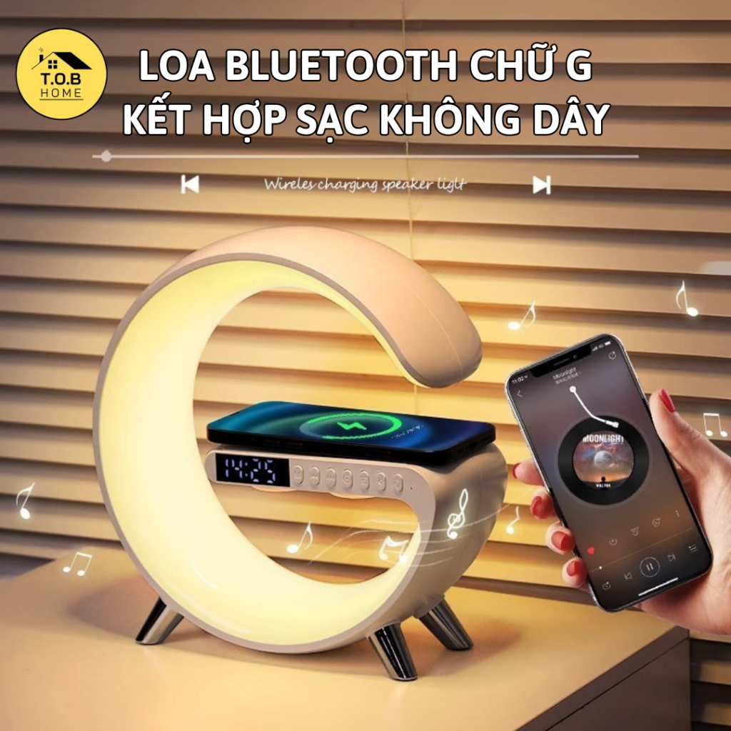 Loa Bluetooth chữ G Đa Năng Sạc Type C, Loa Kèm Sạc Không Dây Đèn Ngủ Đổi Màu Phòng X661