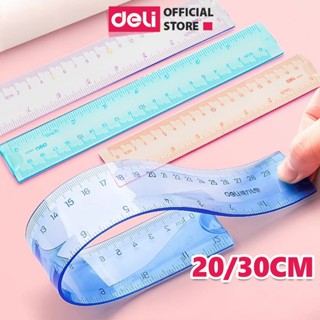 Thước kẻ nhựa dẻo EcoPVC 20/30cm Deli Trong Suốt Số Dễ Nhìn Và Đo Chính Xác Chất liệu nhựa an toàn Phù hợp với học sinh