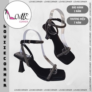 LOVIIECORNER 2025 - GIÀY CAO GÓT SANDAL MŨI VUÔNG - CAO GÓT ĐI TIỆC QUAI ĐÁ ĐƠN GIẢN GÓT TRỤ 7 PHÂN - G250305