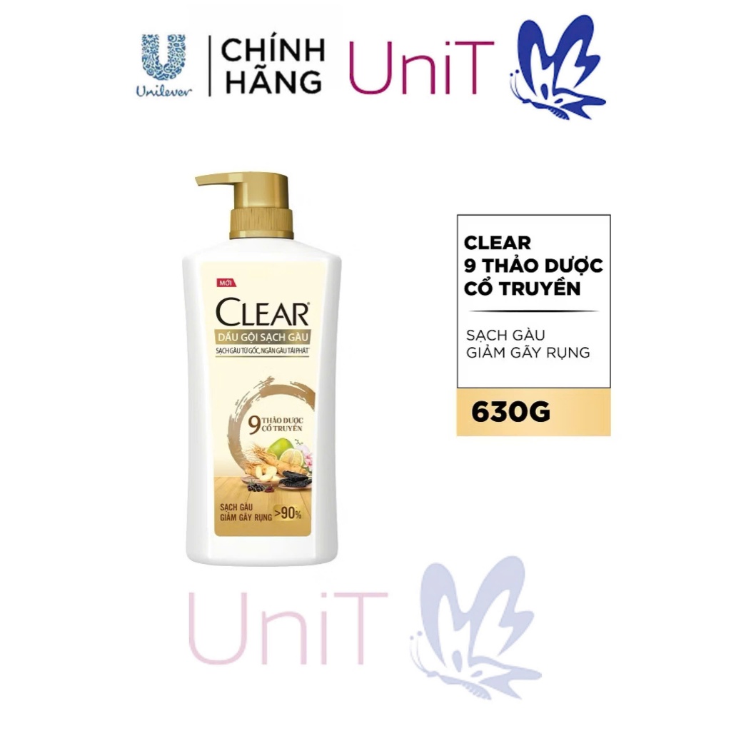 Dầu Gội Clear 9 Thảo Dược Cổ Truyền Chai 630g
