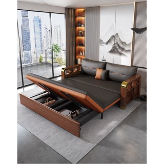  Giường Sofa Tay Gỗ Sang Trọng Khung Thép Sơn Tĩnh Điện Sofa Giường Tiện Lợi Bền Đẹp 