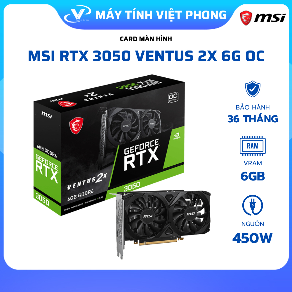 [FULL VAT] CARD MÀN HÌNH MSI RTX 3050 VENTUS 2X 6G OC