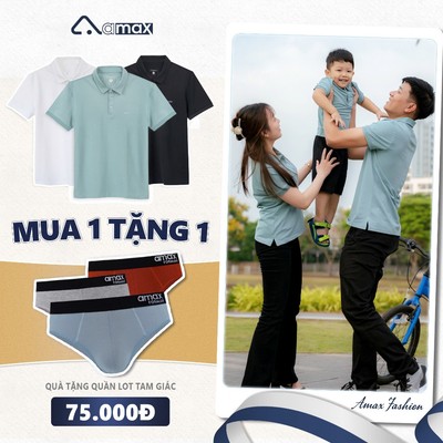 (Mới) Áo Polo nam Amax cổ bẻ Basic Cotton USA