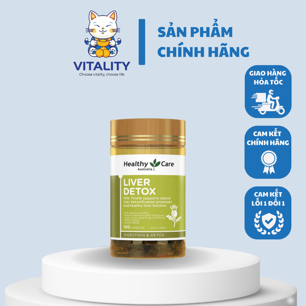 Viên uống thải độc gan Healthy Care Liver Detox 100 viên, Vitality Store