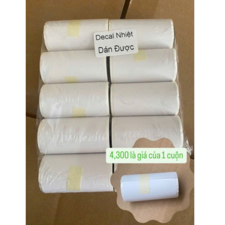 [ COMBO 10 CUỘN ] Cuộn giấy in tem nhiệt K57x30 có Keo dán K57*30 khổ liên tục K57 K52 Liên Tục Mini
