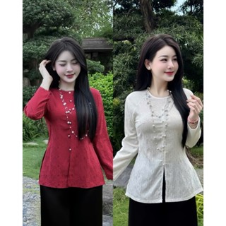   FREESHIP  Bộ Bà Ba Gấm Lụa Đính Nút Ngọc - Set Bà Ba Đơn Giản 