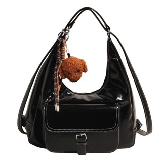  Túi đeo vai đeo chéo da mềm có thể làm ba lô tặng kèm móc gấu 577 