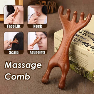 🍑RY🍑Năm Móng Vuốt Gỗ Hươu Lưu Thông Máu Cạo Bàn Chải Cơ Thể Kinh Tuyến Thúc Đẩy Da Đầu Massage Lược Nữ Máy Mát Xa Mặt