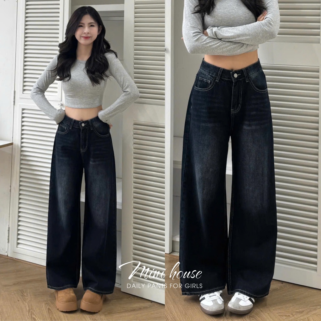 𝐌𝐢𝐧𝐢 𝐇𝐨𝐮𝐬𝐞 - Quần jeans ống rộng Wash trắng basic cho nữ Women MINI01 Ong Pants | BigBuy360 - bigbuy360.vn