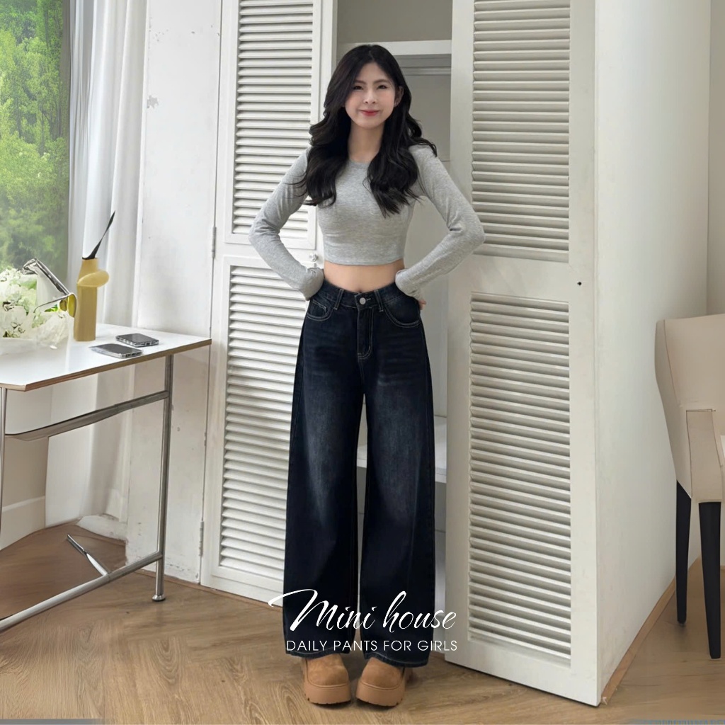 𝐌𝐢𝐧𝐢 𝐇𝐨𝐮𝐬𝐞 - Quần jeans ống rộng Wash trắng basic cho nữ Women MINI01 Ong Pants | BigBuy360 - bigbuy360.vn