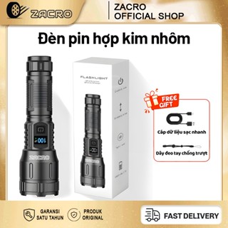 Đèn pin siêu sáng có zoom ZACRO Đèn Pin Cầm Tay hai pin lớn 3000mAh Aluminum Alloy Phạm vi 1000m