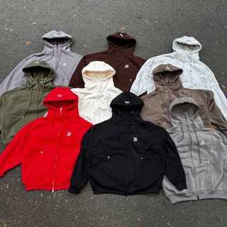 Áo Khoác zip cổ cao Thêu logo Fa hoodie zip nỉ bông nam nữ