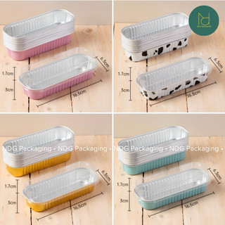  50 Hộp Nhôm Hộp Thiếc Đựng Bánh Mousse Bánh Lạnh Và Thực Phẩm Nướng Trực Tiếp Hình Chữ Nhật  200ml Kèm Nắp Trong  