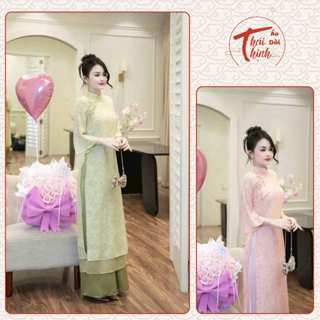 Áo Dài Cách Tân Nữ 4 Tà Chất Voan Tơ Cao Cấp, Thêu Nơ Sang Trọng Hàng May Thủ Công Tỉ Mỉ