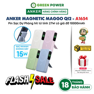 Pin Sạc Dự Phòng Hít từ tính Anker Maggo Qi2 công suất 15W 10000mAh sạc nhanh 27W | 1 cổng USB-C - A1654 chính hãng