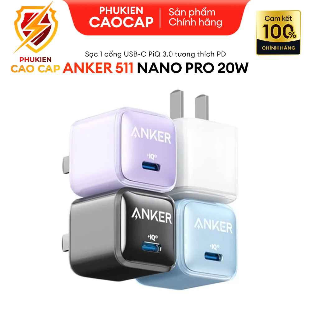 Sạc ANKER 511 Nano Pro 20W 1 cổng USB-C PiQ 3.0 tương thích PD - A2637