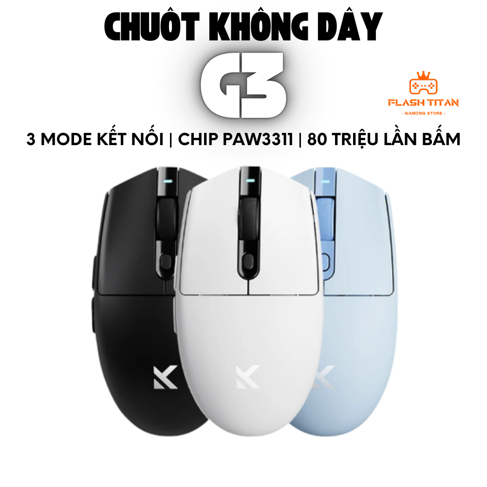 Chuột Máy Tính Không Dây Mchose G3 - 3 Chế Độ Kết Nối - Chip PAW3311 - Trọng lượng nhẹ tuổi thọ cao