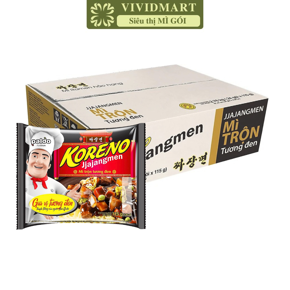 THÙNG24GÓI-PALDO- Mì trộn tương đen Koreno Jjajangmen, Mì Koreno Jjajangmen tương đen, Mì tương đen 