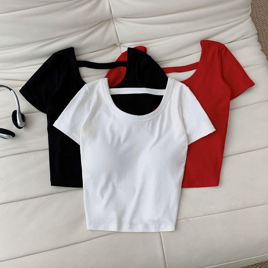 ÁO CROPTOP ÁO KIỂU HỞ LƯNG CÓ MÚT NGỰC CHẤT VẢI BORIP CO DÃN GLADE - 10839