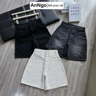   Có big size  Quần jean ngố nữ đen ống rộng chất liệu jean denim không co giãn dày dặn cực xinh Anngo - AT525 