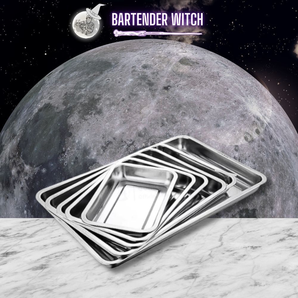 Khay inox bưng bê, khay lót bàn, nướng bánh sâu lòng hình chữ nhật - BARTENDER WITCH