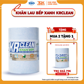 [Combo 2] Cuộn khăn giấy lau bếp xanh KRCLEAN 200 tờ 20x20cm - Khăn lau đa năng, siêu thấm hút, lau mọi bề mặt tiện lợi