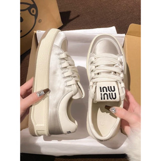 Giày thể thao nữ Miu Miu đế cao hàng Quảng Châu cao cấp màu bạc dễ phối đồ phong cách Hàn Quốc