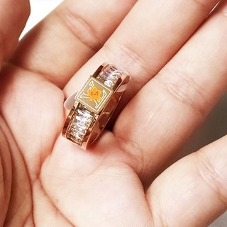 Nhẫn Nam Nữ Unisex Đính Đá Zircon Sang Trọng Titan Không Đen TT 2216
