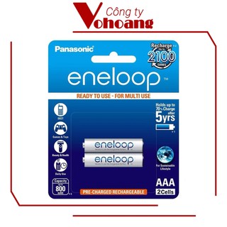 Bộ 2 pin sạc AAA Panasonic Eneloop 800mAh (Trắng)