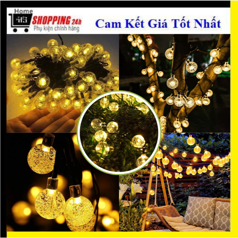 Dây Đèn LED Bi Bọt Vàng Dài 7M Sử Dụng Dây Điện Cắm 200V Tiện Lợi Đèn Trang Trí Dã Ngoại Ngoài Trời#