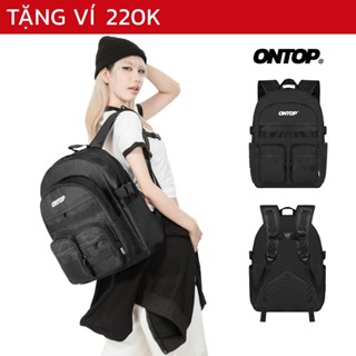 Balo local brand chính hãng ONTOP nam nữ đựng vừa laptop 15.6 inches vải canvas màu đen Adventure Backpack | O-P52