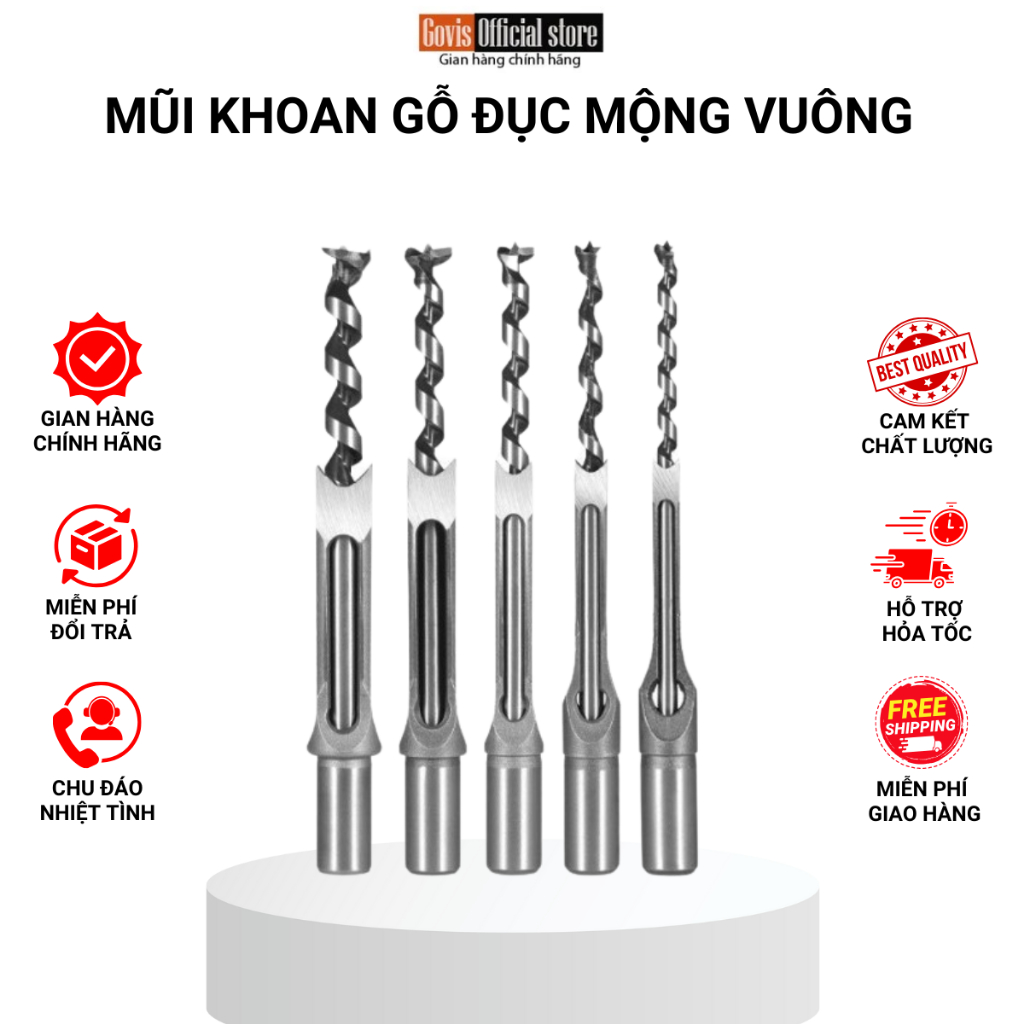 Mũi khoan gỗ đục mộng vuông [ Govis ]