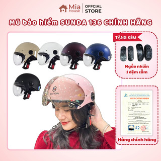 Mũ bảo hiểm nửa đầu SUNDA 136 nón bảo hiểm 1/2 có kính chắn gió chính hãng bảo hành 12 tháng