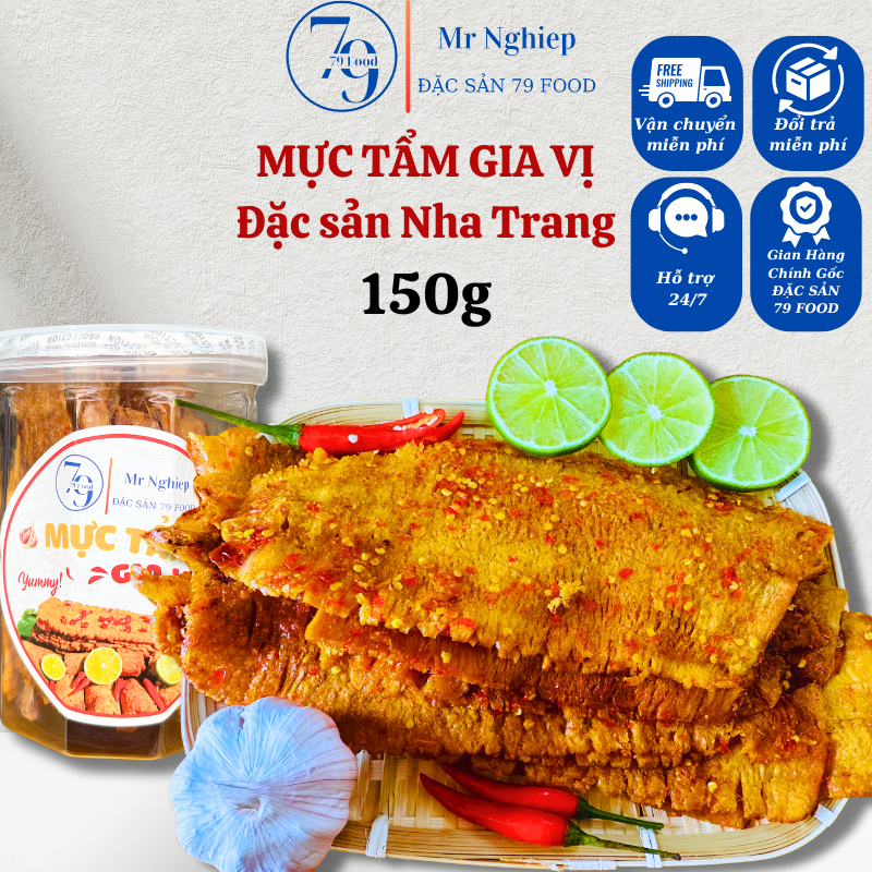 Khô mực cán tẩm vị Mr.Nghiệp đặc sản Nha Trang 79 Food (150g) ăn vặt thơm ngon càng nhai càng ghiền