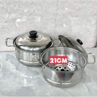 Nồi hấp inox 21cm - DÙNG ĐƯỢC BẾP TỪ - AKS