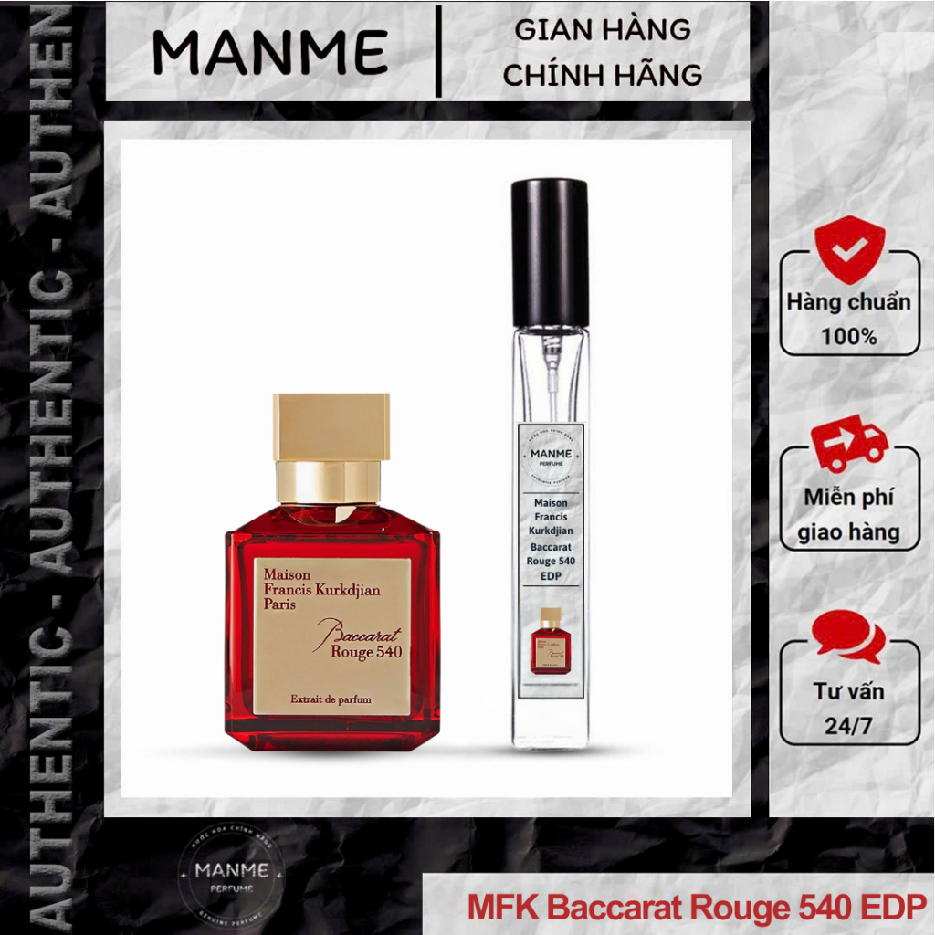 (Auth-10ml) Nước hoa unisex MFK Baccarat rouge 540 chính hãng chai chiết 10ml, 20ml