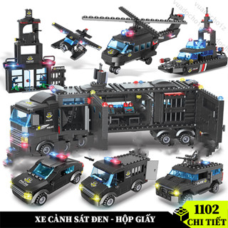 Đồ chơi cảnh sát 1102 chi tiết, mô hình lắp ráp máy bay kèm nhân vật swat đồ chơi cho bé