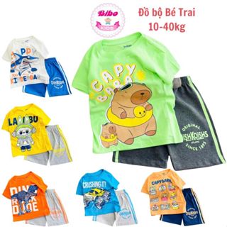 [11-40kg] Đồ bộ cho bé trai thun cotton size nhí đại, Set bộ thun trẻ em Mền mịn, In hình Siêu nhân, khủng long